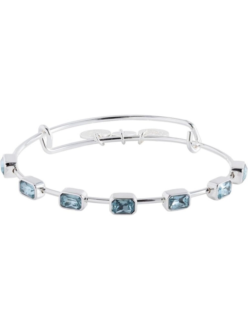 March Birthstone Bangle Shiny Silver Birthstone Emerald Cut Bangle Bracelet